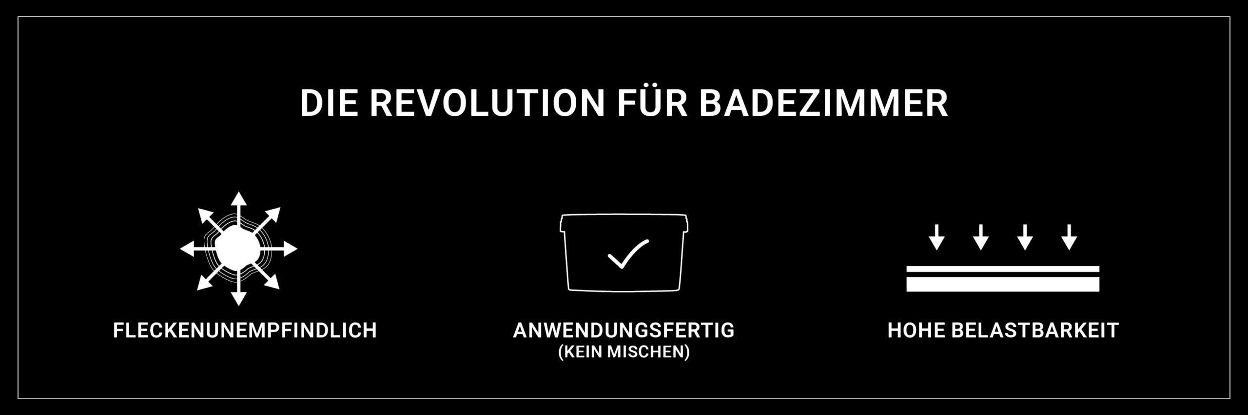 Ein stilvolles Banner präsentiert die Vorteile von Streichputz für Badezimmer, darunter Fleckenunempfindlichkeit und hohe Belastbarkeit.