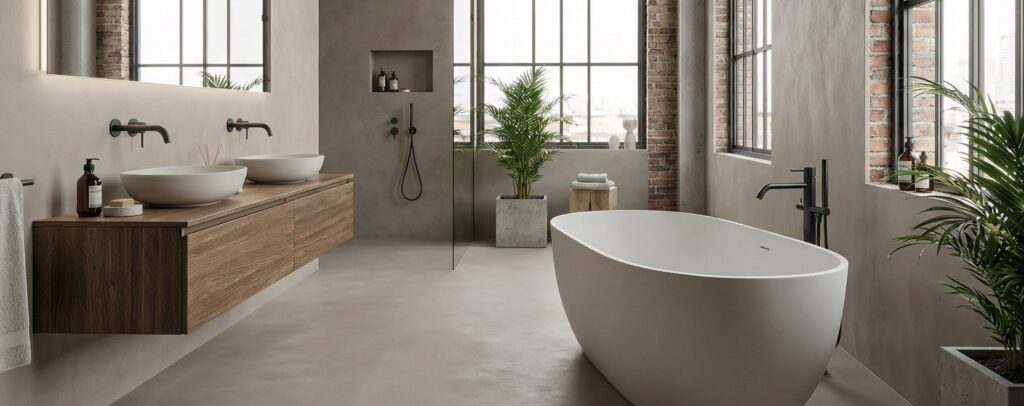 Bad ohne Fliesen — fugenlose Premium-Alternative mit COLORIAMO MicroTec-System in einem Loft