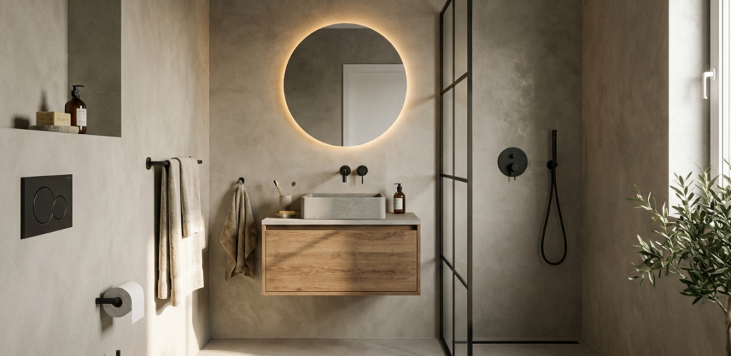 Fugenlose Dusche in moderner Spachteloptik