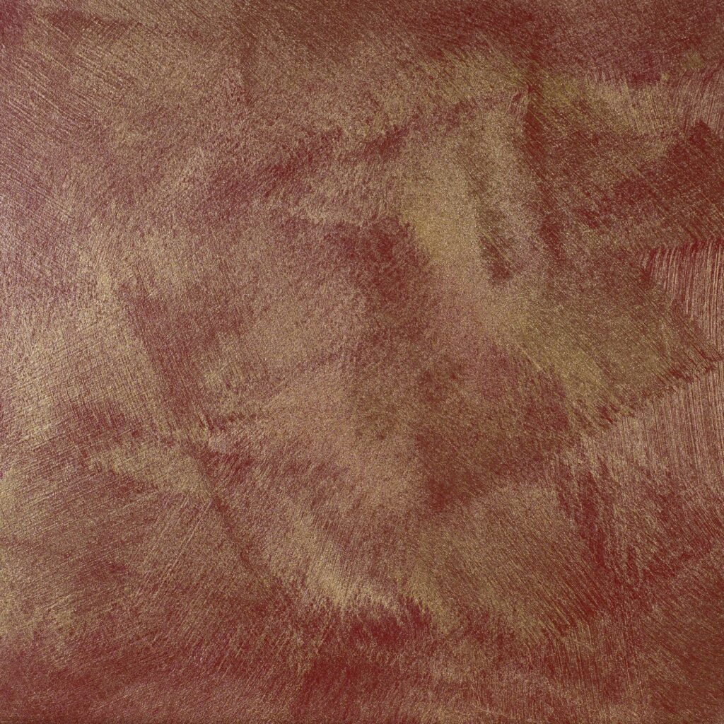 Metallic-Effekt in Gold: COLORIAMO Riflesso Effektlasur Gold, einmal aufgetragen, auf Marmor Streichputz Weinrot und Samtig (CMS15)